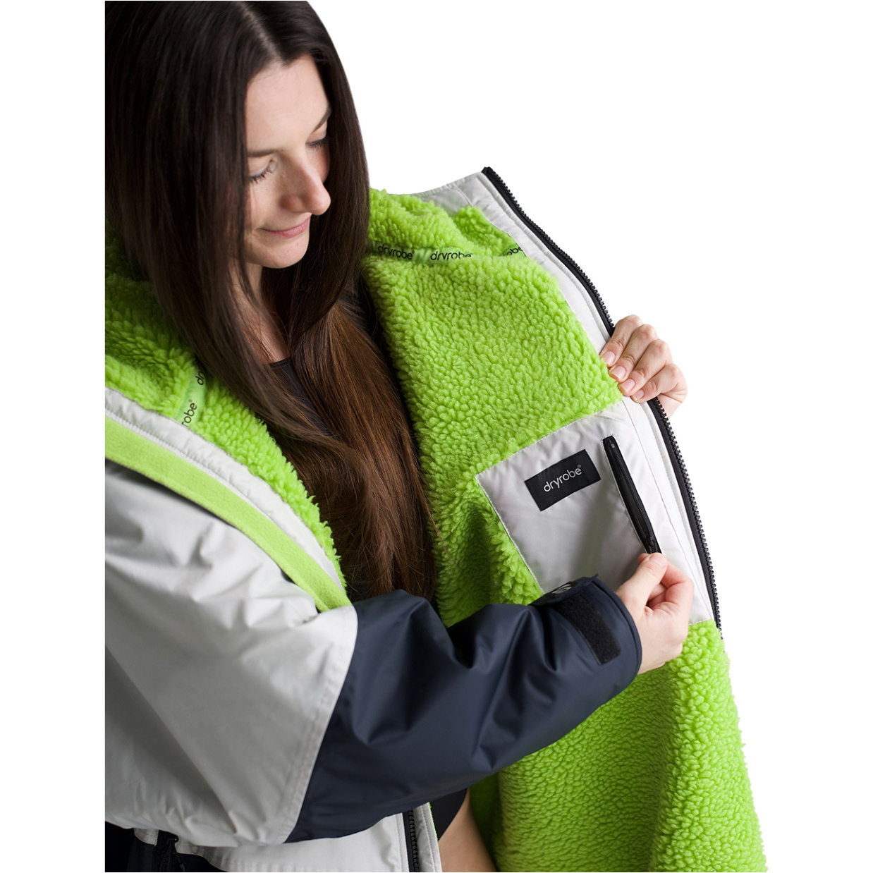 2026 Dryrobe Advance Badjas Met Lange Mouwen DALSV3 - Antraciet / Lime